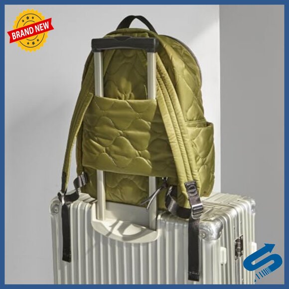 Quilted Nylon Travel Backpack with Laptop Sleeve and Trolley Pass-Through